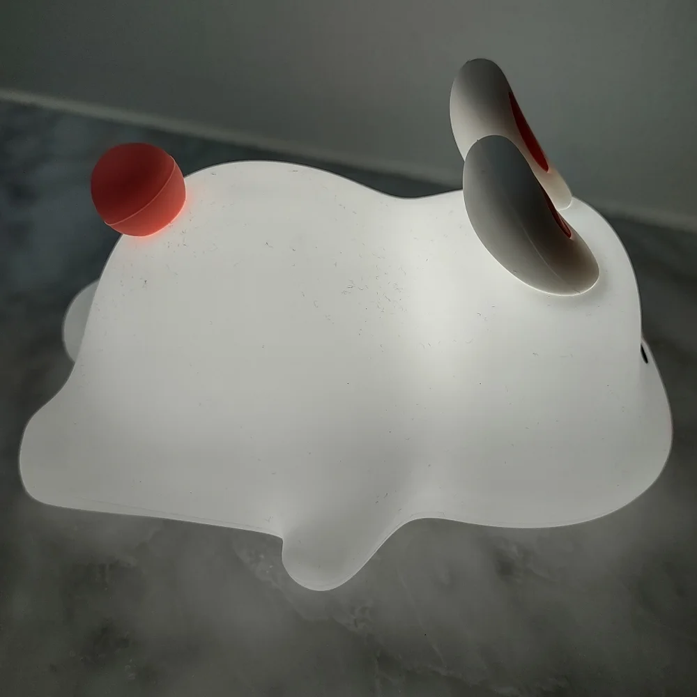 Big Face Rabbit Silicone White Bunny Night Light Touch Activation